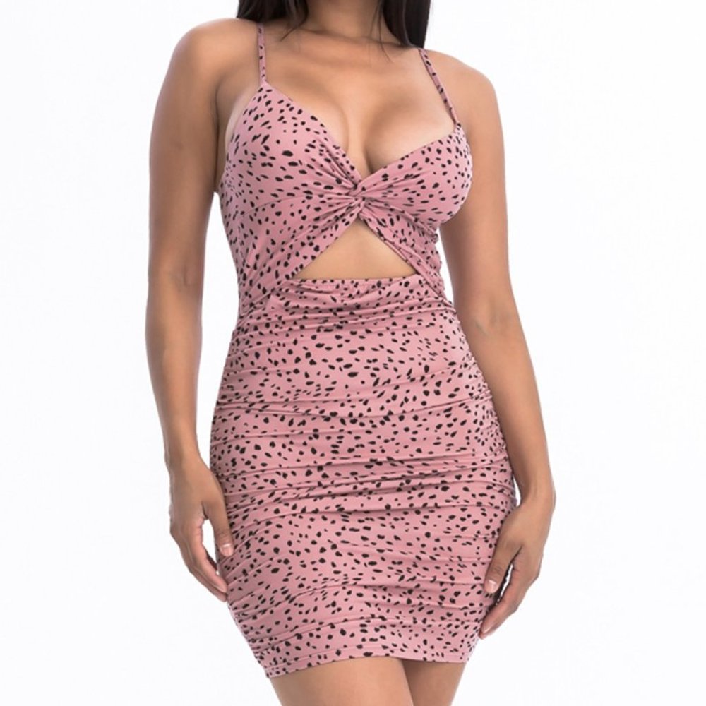 Pink Muave Twist front Bodycon Mini Dre…